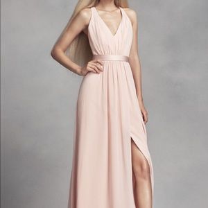 VERA WANG Long Chiffon Dress Low Crisscross Back